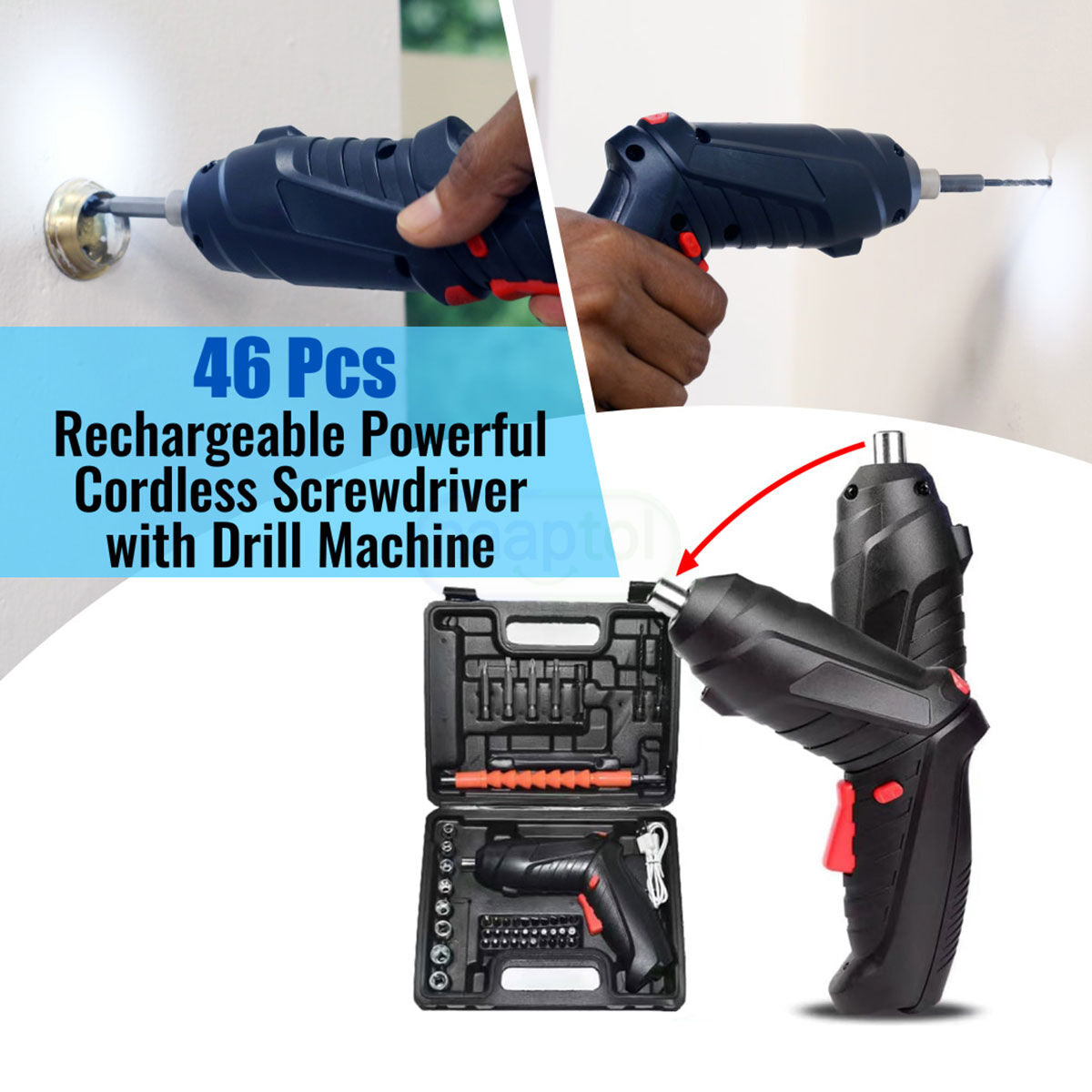 48 pcs Rechargeable Screwdriver Drill Machine Tool kit (HT20)